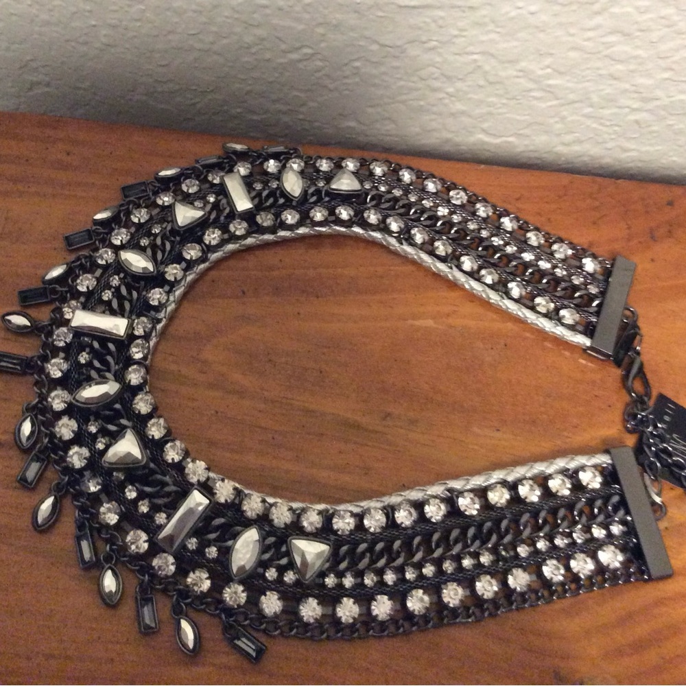 Elegant Black and Silver Statement Necklace